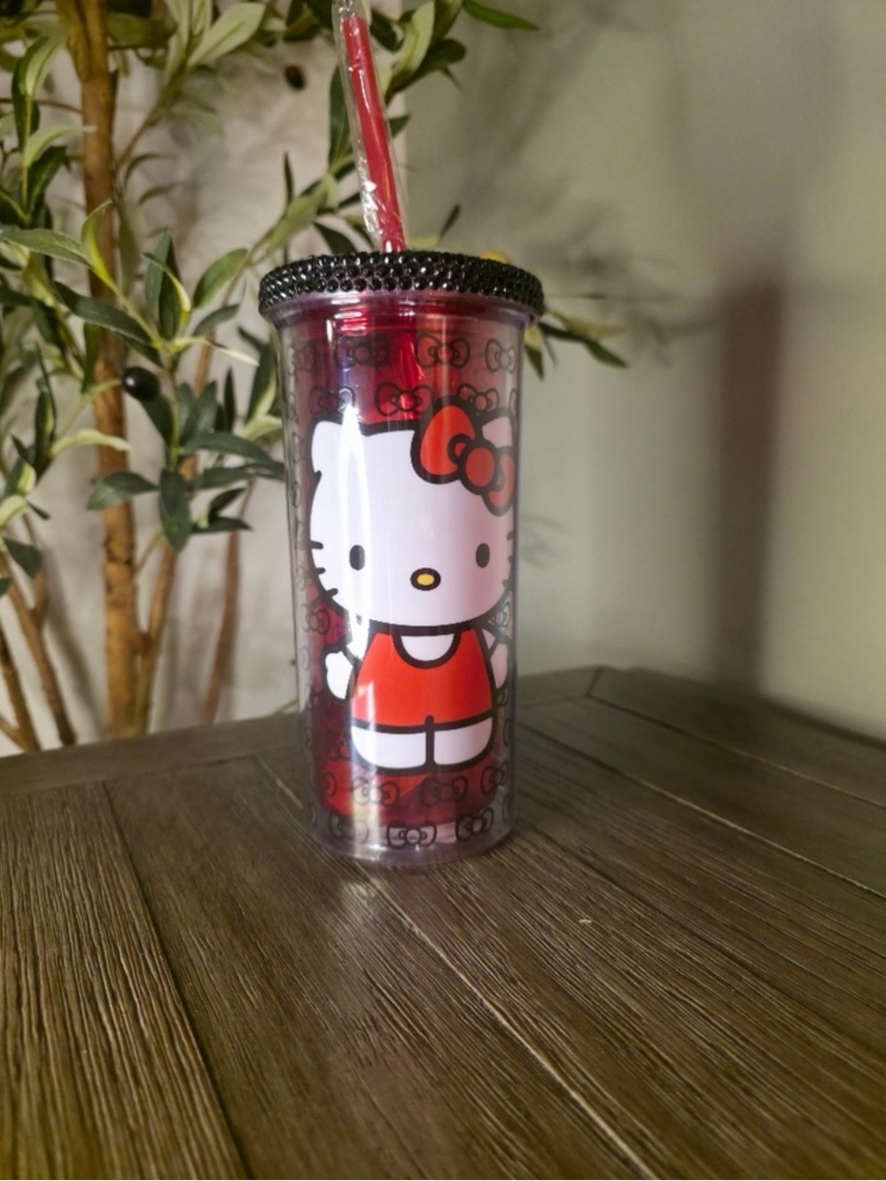 Hello Kitty Red Acrylic Tumbler with Straw